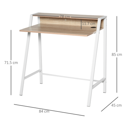 Computer Workstation Storage Shelf Color White and Oak