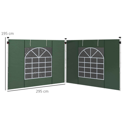 Outsunny 3x3(m) or 3x6m Pop Up Gazebo Side Panels Replacement, 2 Pack, Green