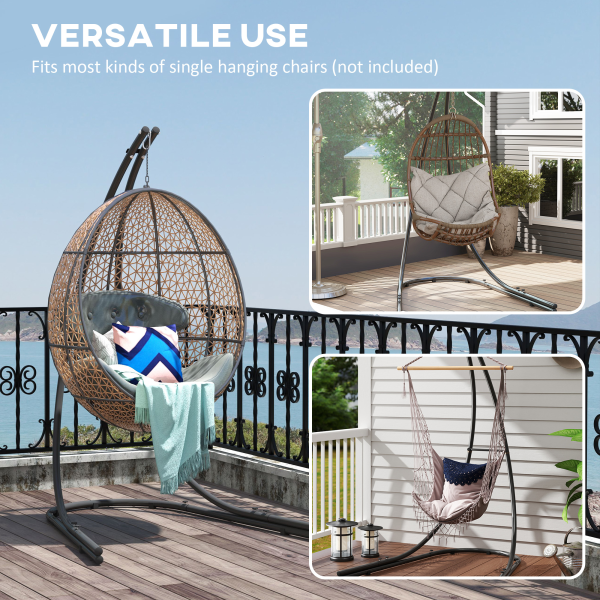 Outsunny Hammock Chair Stand w/ Extra Large Base, Hanging Hammock Stand Only