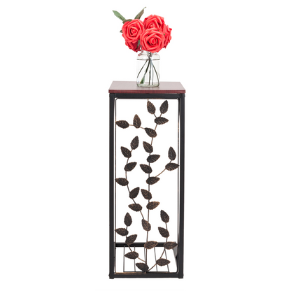 54*30.5*21CM Leaf Pattern Iron Side Table Coffee Table Brown