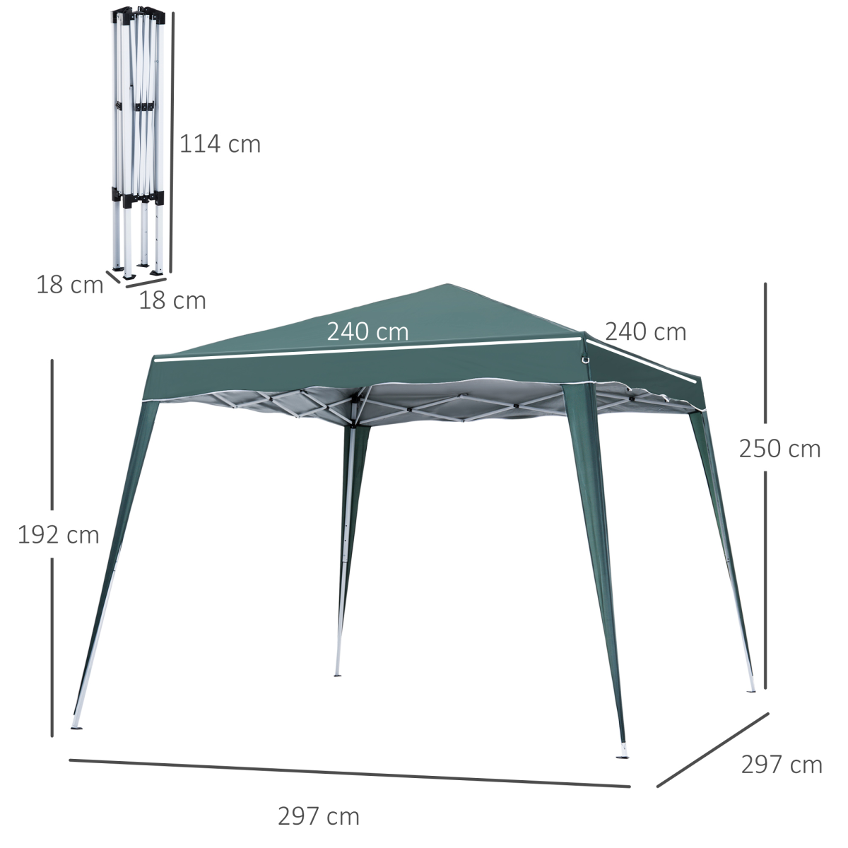 Garden Pop up Gazebo Tent Party Water-resistant 2.5 x 2.5M Green Outsunny