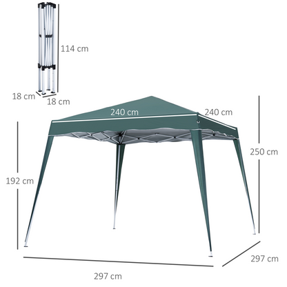Garden Pop up Gazebo Tent Party Water-resistant 2.5 x 2.5M Green Outsunny