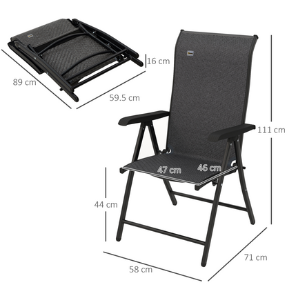 Outsunny Set of 4 Outdoor Rattan Folding Chair Set w/ Adjustable Backrest Grey