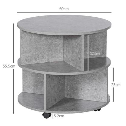 Coffee Table, 2-Tier, ?60x39.5H cm-Cement Colour