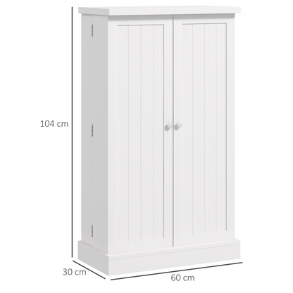 HOMCOM Kitchen Cupboard with Double Doors, 5-Tier Shelf, 12 Spice Racks, White