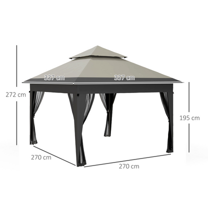Outsunny 3 x 3(m) Pop Up Gazebo, Instant Shelter with Mosquito Netting, Grey