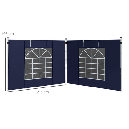 Outsunny 3x3(m) or 3x6m Pop Up Gazebo Side Panels Replacement, 2 Pack, Blue