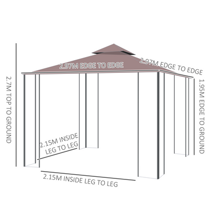 3x3m Gazebo Marquee Metal Party Tent Canopy Pavillion  Steel Frame