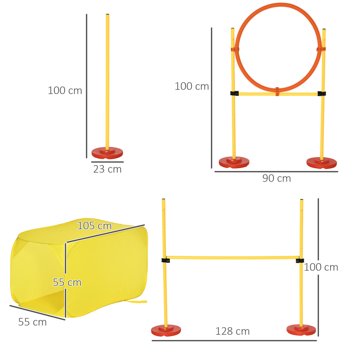 Outdoor 4 PCs Dog Pet Agility Training Equipment Backyard Starter Course Set