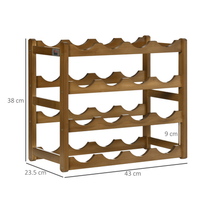 Bamboo Wine Rack 16 Bottles, 4-tier Display Storage Shelves for Countertop