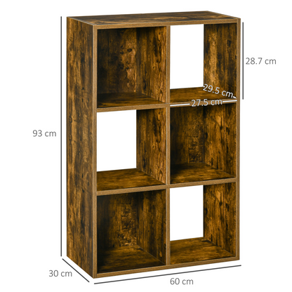 HOMCOM Industrial Style Storage Shelf, Bookcase, Bookshelf, Rustic Brown