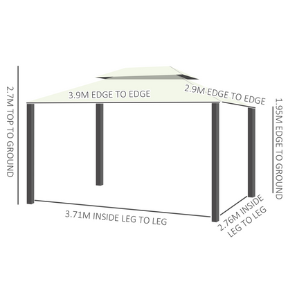 3m x 4m Vented Roof Aluminium Frame Gazebo Cream White