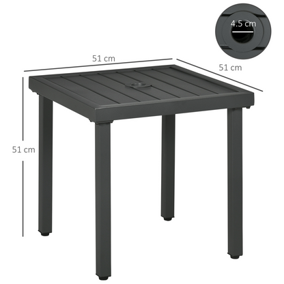 Outsunny Garden Side Table Coffee Table with Umbrella Hole for Patio Balcony