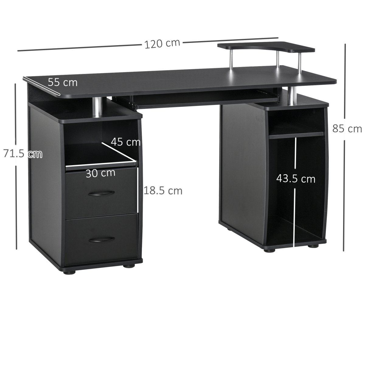 Computer Office Desk Table Workstation w/  Keyboard Tray, Drawer, Black HOMCOM