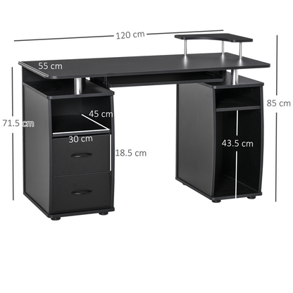 Computer Office Desk Table Workstation w/  Keyboard Tray, Drawer, Black HOMCOM