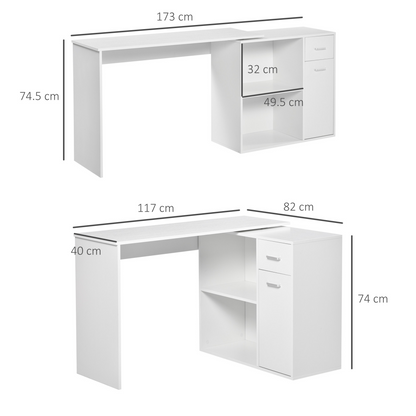 Computer Desk, L-Shaped, 360� Rotating-White