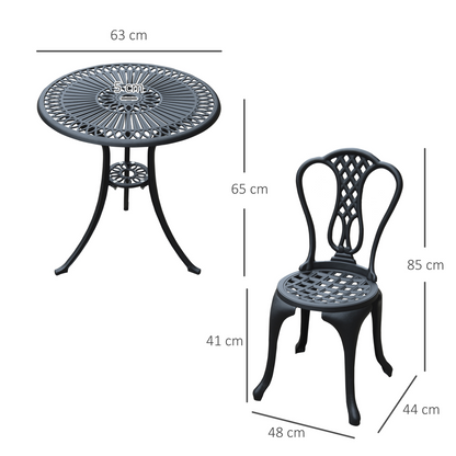 3 Pc Cast Aluminium Bistro Set