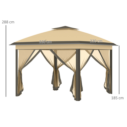 Pop Up Gazebo Height Adjustable Canopy Tent w/ Carrying Bag, Beige