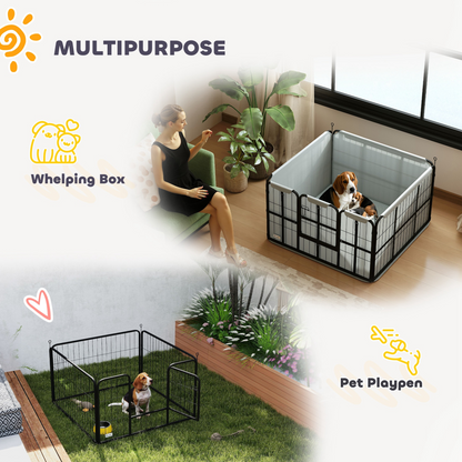 PawHut Dog Whelping Box w/ Washable Pee Pad, Windproof Cloth, Black