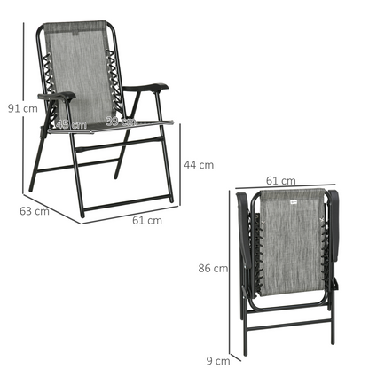 Set of 2 Patio Folding Dining Chair Set Garden Outdoor Grey