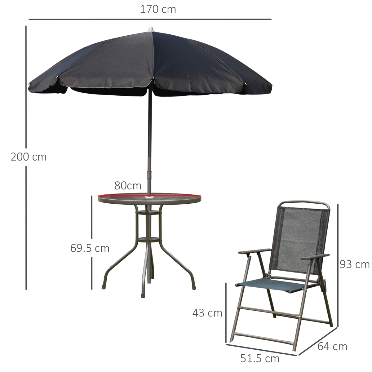 6 Pcs Bistro Set, Texteline-Black