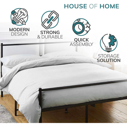 Extra Strong Double Metal Bed Frame In Black - Improved