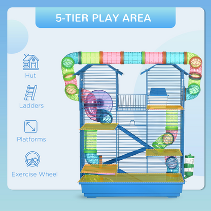5 Tiers Hamster Cage Animal Travel Carrier Habitat W/ Accessories Pawhut
