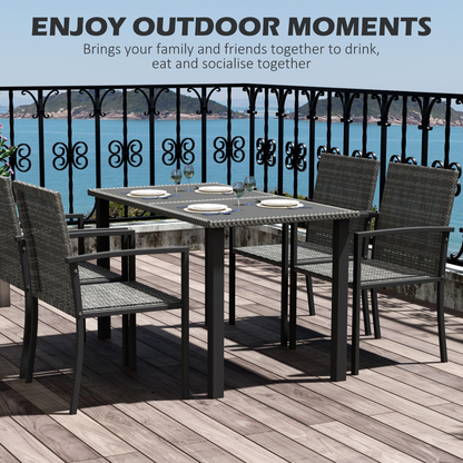 Outsunny 4 Seater Rattan Garden Furniture Set with Glass Tabletop - Grey
