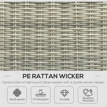 Outsunny Recliner Rattan Sun Lounger w/ Two-tier Table & Cushions, Mixed Grey