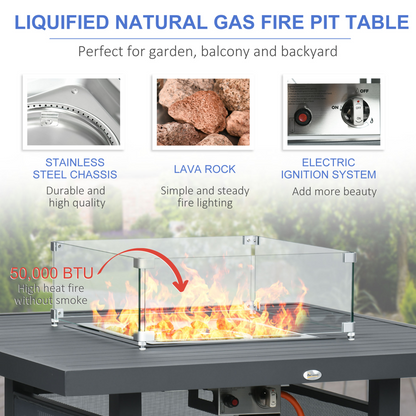 Outsunny 6-Piece Garden Furniture Set with Firepit Table Outdoor Sofa Aluminium