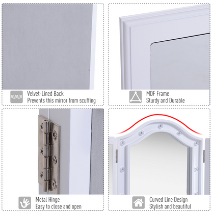 Lighted Tri-Fold Vanity Mirror Large Cosmetic Mirror  LED Lights White