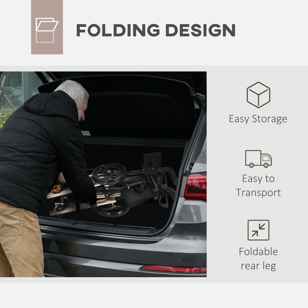 4 Wheel Rollator Walker with Seat Adjustable Mobility Walker with Bag, Gold Tone