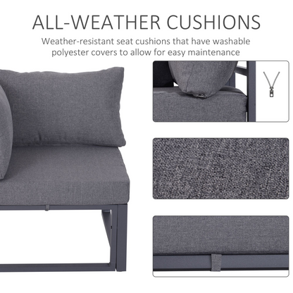 6Pcs Outdoor Sectional Sofa Set Conversation Aluminum Frame Cushion Outsunny