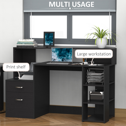 Multi-Storage & Workstation Desk Table Storage Shelves  Office Black HOMCOM