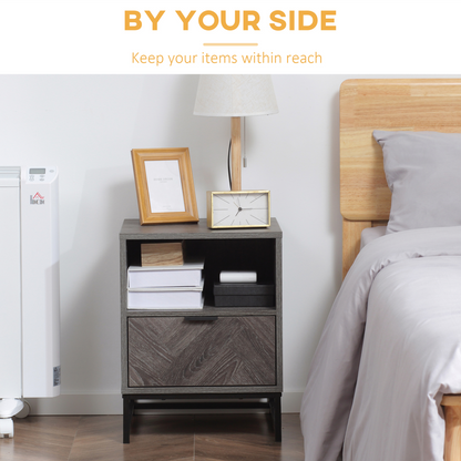 Nightstand, Bedside Table with Drawer and Shelf End Table Living Room, Bedroom