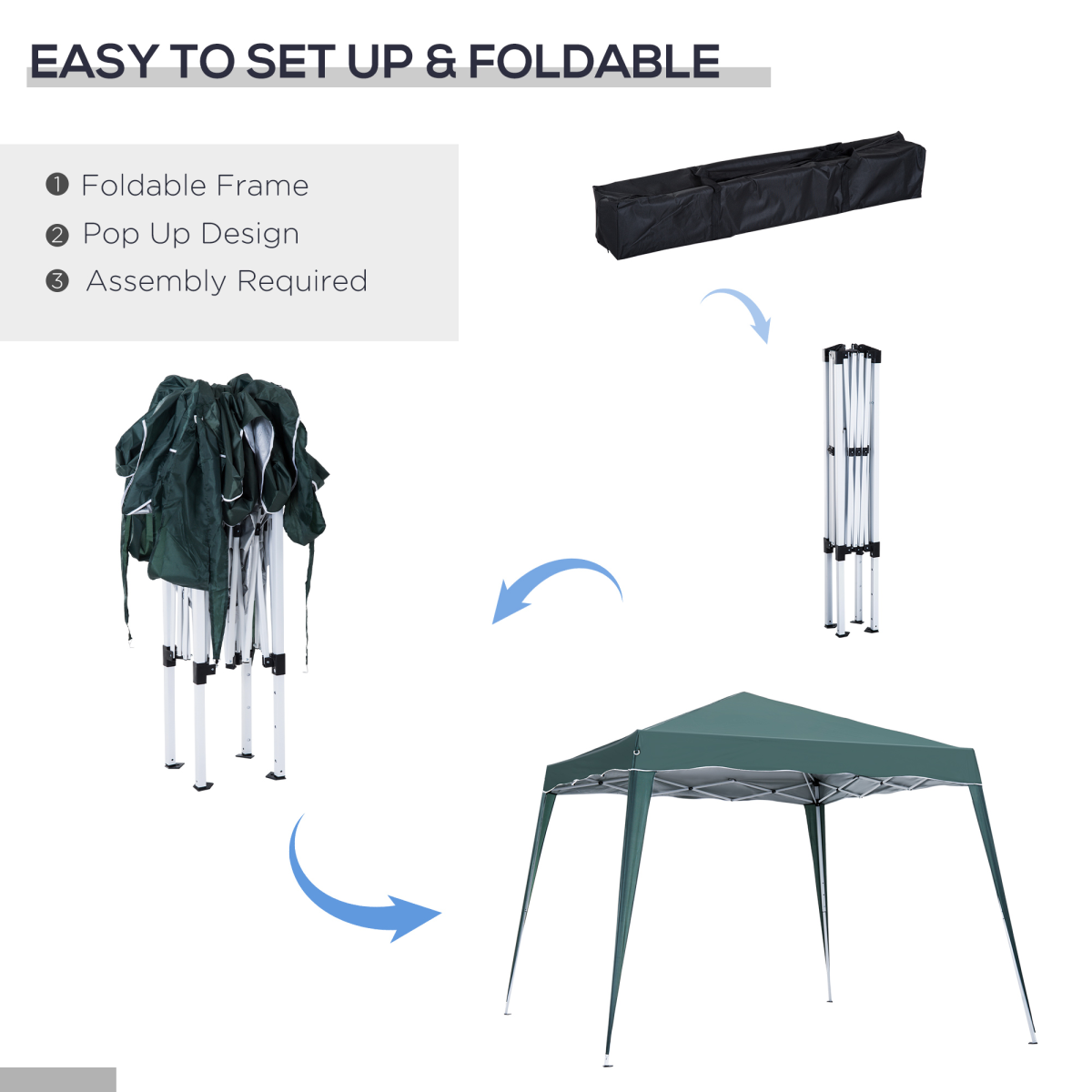 Garden Pop up Gazebo Tent Party Water-resistant 2.5 x 2.5M Green Outsunny