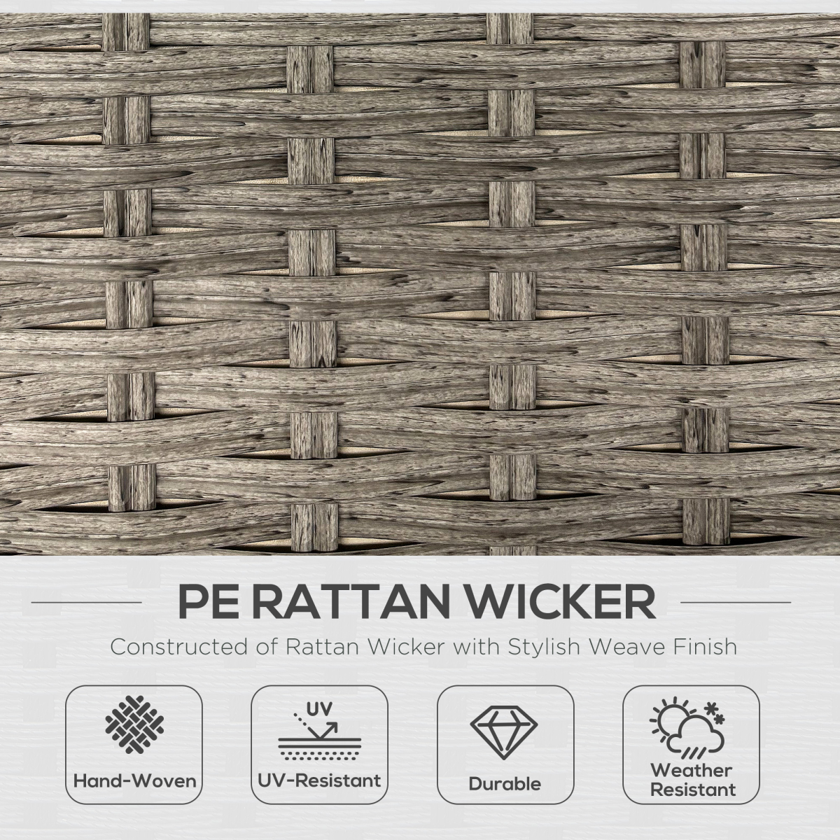 Outsunny 6 PCs Rattan Garden Furniture Sectional Corner Sofa, Light Grey