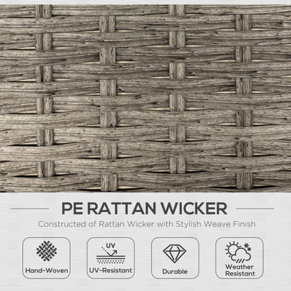 Outsunny 6 PCs Rattan Garden Furniture Sectional Corner Sofa, Light Grey