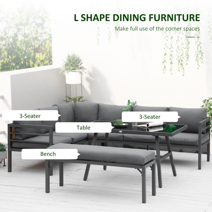 Outsunny 8-Seater Aluminium Garden Dining Sofa Furniture Set with Cushions