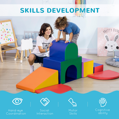 HOMCOM 7 Pieces Kids Foam Soft Play Set Toddler Climbers Play Structures