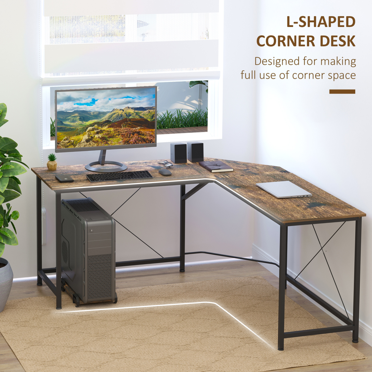 Corner L-Shape Computer Desk Gaming PC Workstation for Home Office