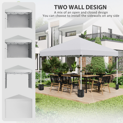 3 x 3 (M) Pop Up Gazebo Event Shelter with 2 Sidewalls, Weight Bags, White