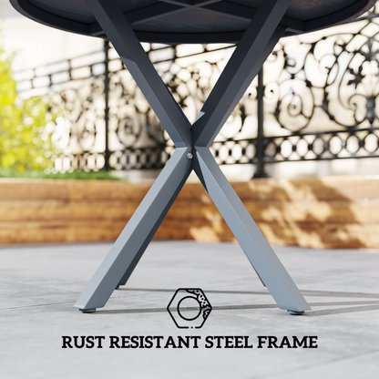Outsunny Garden Table with Steel Frame, Wood Effect Top, for Balcony, Deck