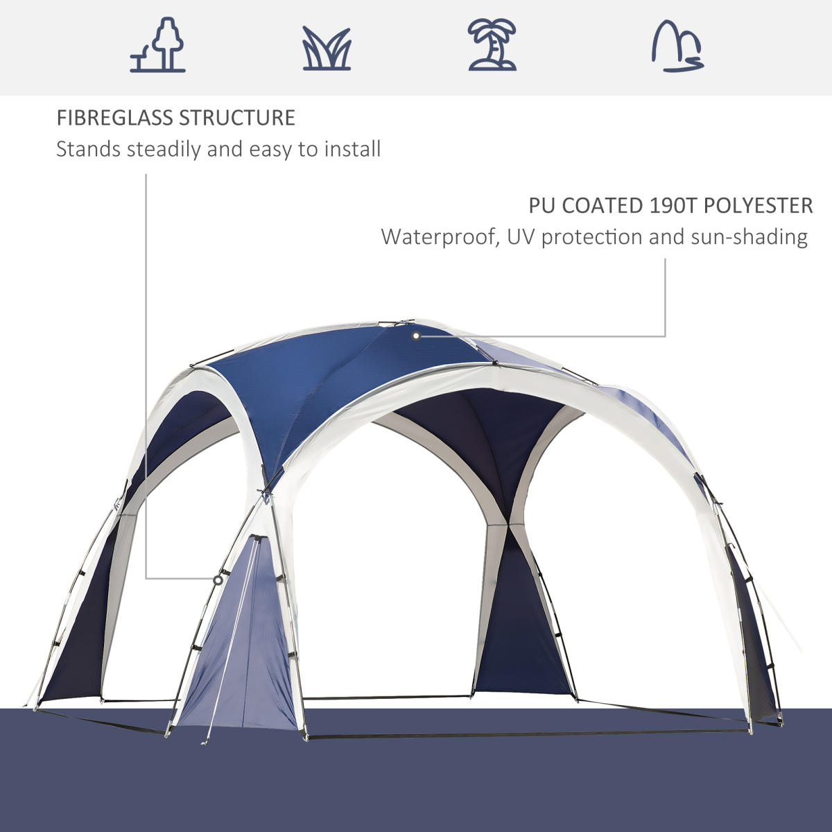 Outdoor Gazebo Event Dome Shelter Party Tent for Garden Blue and Grey