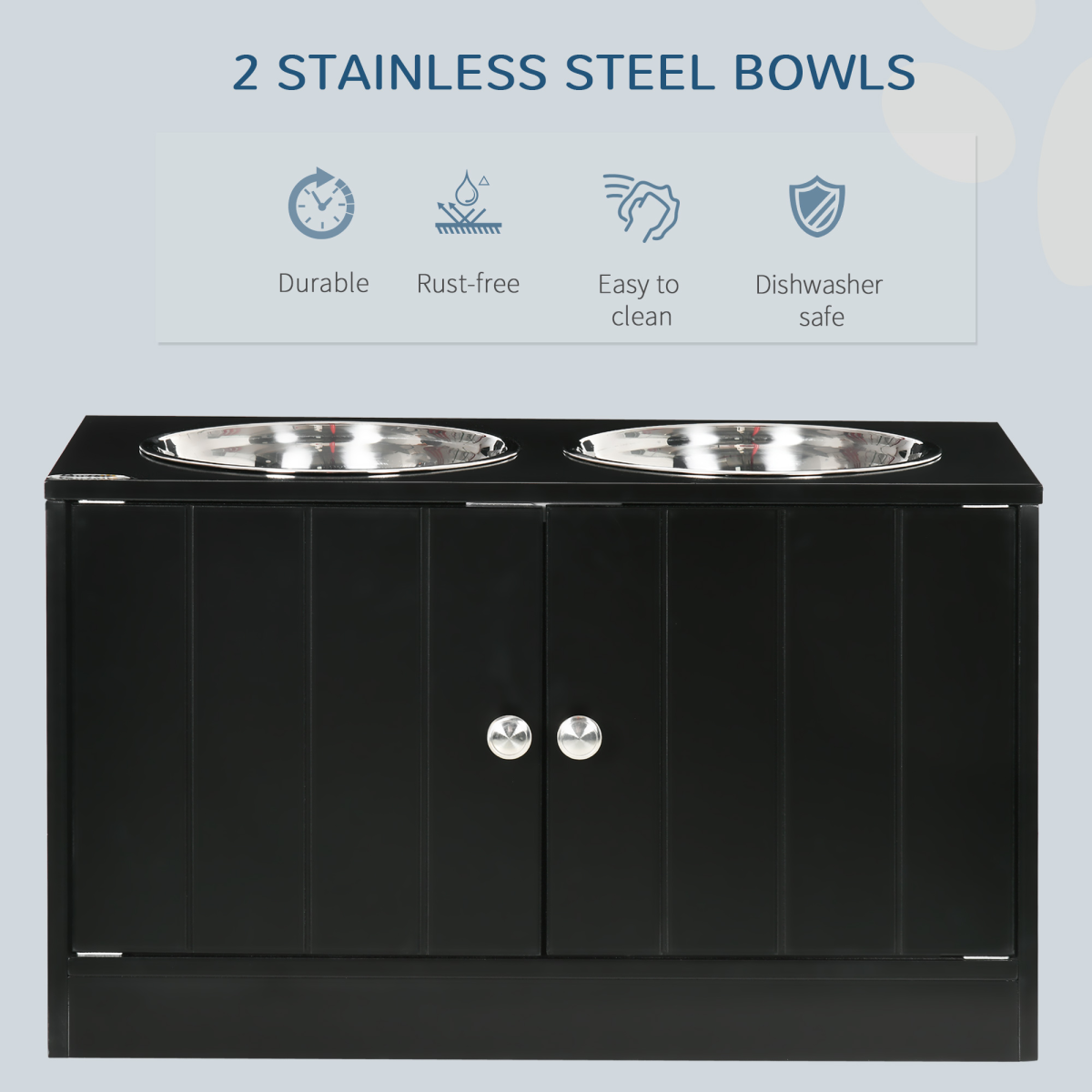 Raised Dog Bowls for Large Dogs Feeding Station Stand, Storage -  Pawhut