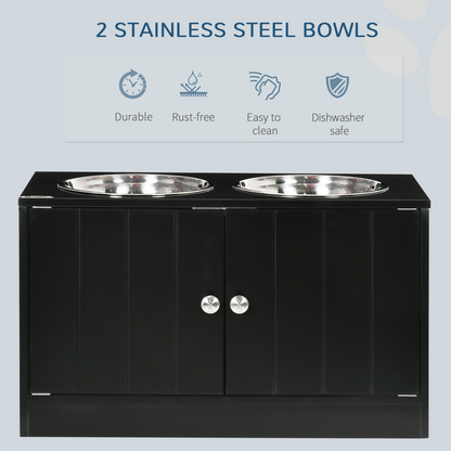 Raised Dog Bowls for Large Dogs Feeding Station Stand, Storage -  Pawhut
