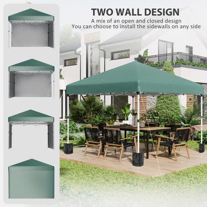 3 x 3 (M) Pop Up Gazebo Event Shelter with 2 Sidewalls, Weight Bags, Green