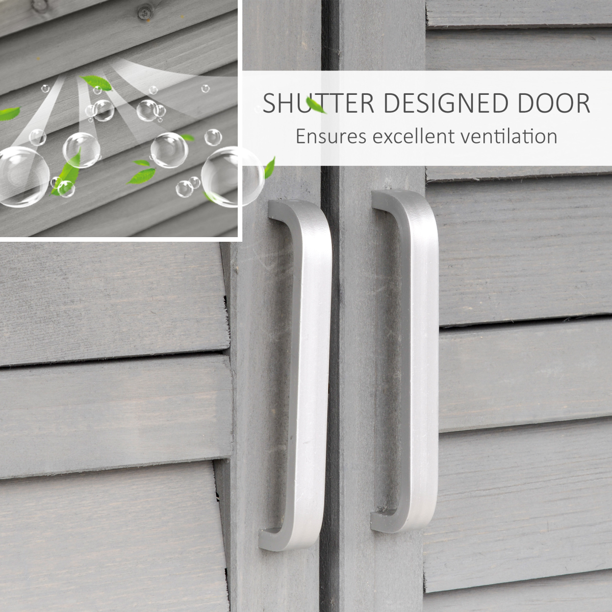Solid Fir Garden Shed - 2-Door Unit, Grey, 87x46.5x96.5 cm