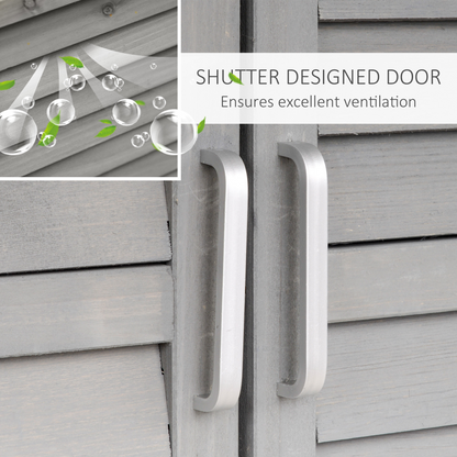 Solid Fir Garden Shed - 2-Door Unit, Grey, 87x46.5x96.5 cm