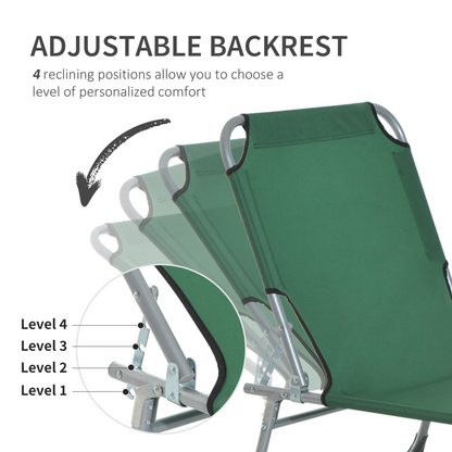 Camping Cot Picnic Sun Lounger Portable Folding Chair Patio Green Outsunny